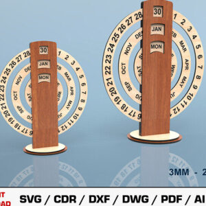 Intra απο ξύλο plywood 3mm-4mm πάχος – Αρχείο περικοπής με λέιζερ Perpetual Calendar Δίασταση  20x20 cm INTRAFABR-93326281