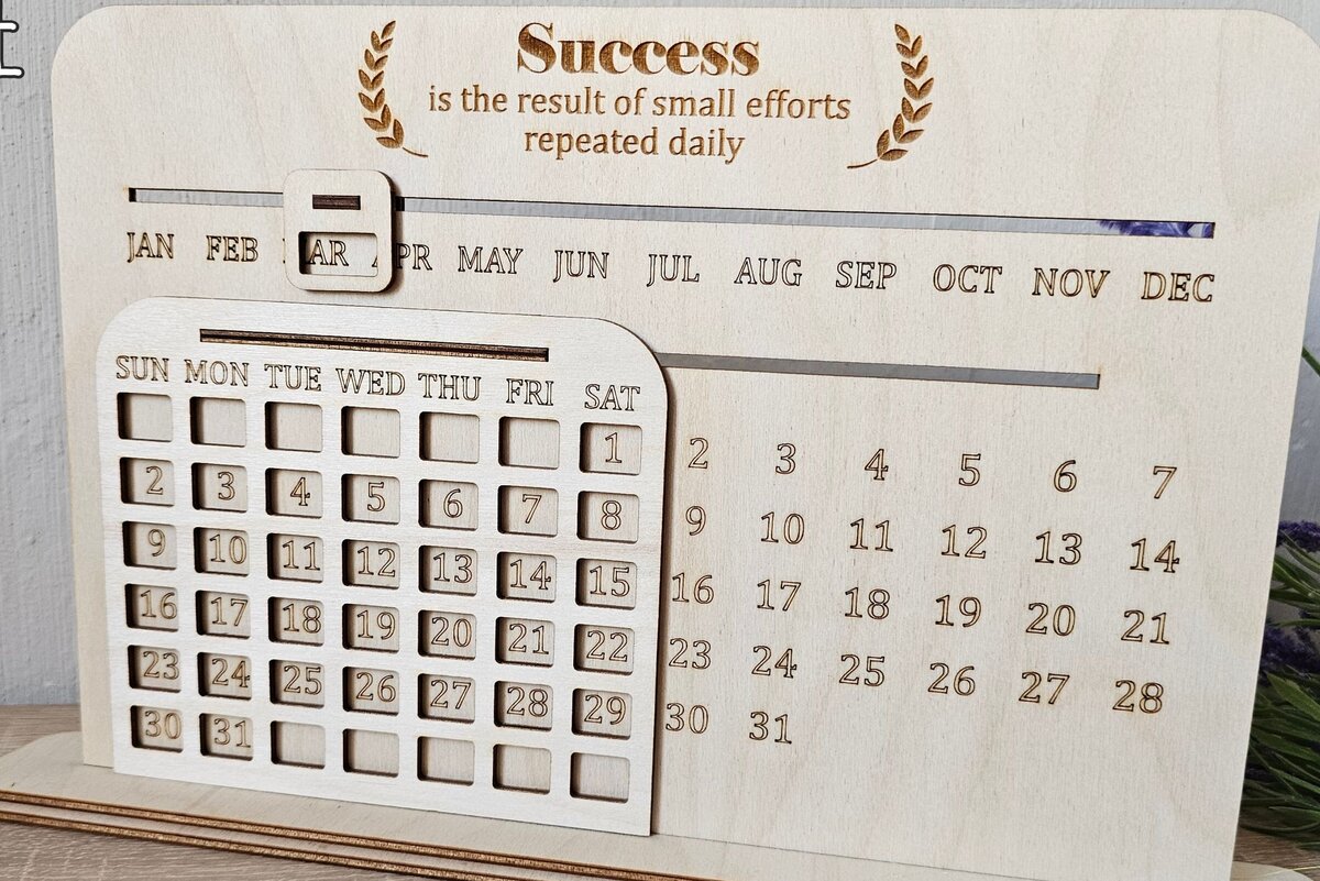 Intra απο ξύλο plywood 3mm-4mm πάχος – Perpetual Calendar, Wooden Δίασταση  20x20 cm INTRAFABR-117928582