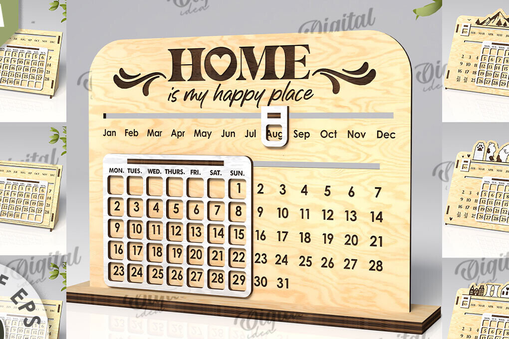 Intra απο ξύλο plywood 3mm-4mm πάχος – Πακέτο κοπής με λέιζερ Perpetual Calendars Δίασταση  20x20 cm INTRAFABR-108959797