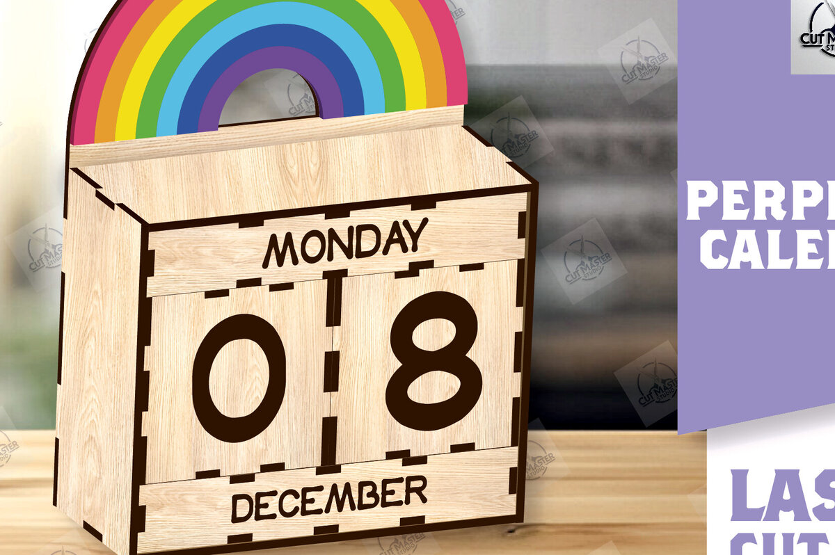 Intra απο ξύλο plywood 3mm-4mm πάχος – Perpetual Wooden Calendar Δίασταση  20x20 cm INTRAFABR-113720058