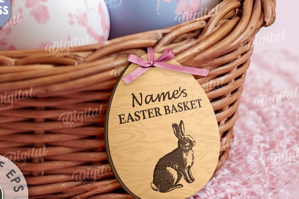 Intra απο ξύλο plywood 3mm-4mm πάχος – Προσωποποιημένο Ξύλινο Πασχαλινό Καλάθι Ετικέτα Δίασταση  20x20 cm INTRAFABR-115220788