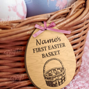 Intra απο ξύλο plywood 3mm-4mm πάχος – Προσωποποιημένο Ξύλινο Πασχαλινό Καλάθι Ετικέτα Δίασταση  20x20 cm INTRAFABR-115220628