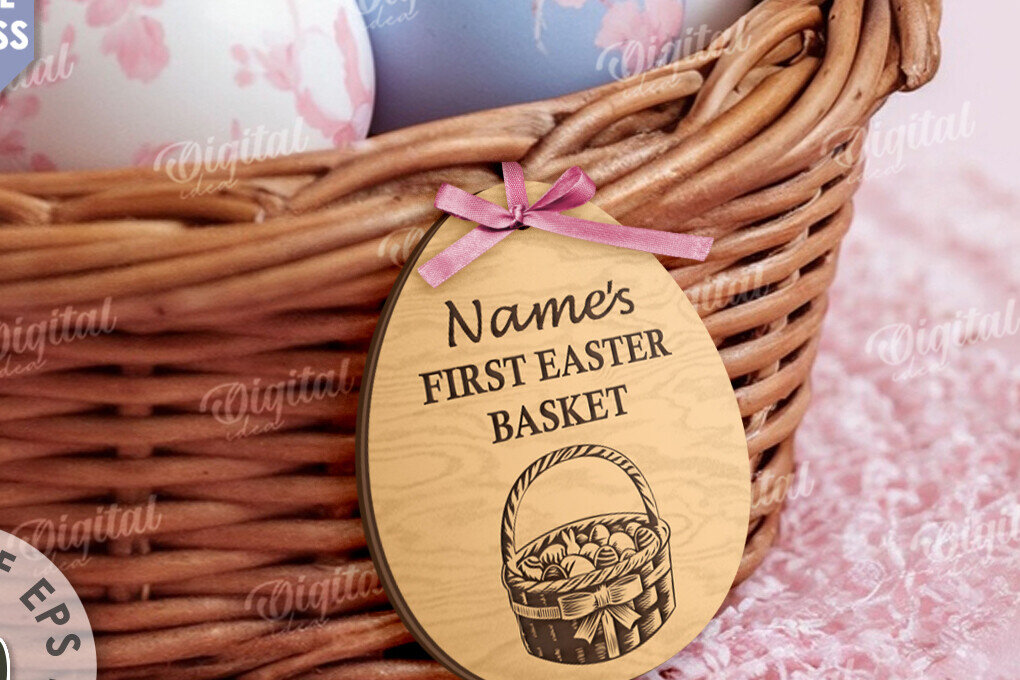 Intra απο ξύλο plywood 3mm-4mm πάχος – Προσωποποιημένο Ξύλινο Πασχαλινό Καλάθι Ετικέτα Δίασταση  20x20 cm INTRAFABR-115220628