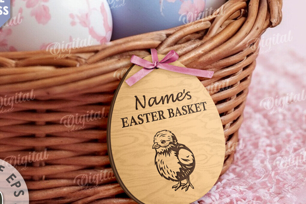 Intra απο ξύλο plywood 3mm-4mm πάχος – Προσωποποιημένο Ξύλινο Πασχαλινό Καλάθι Ετικέτα Δίασταση  20x20 cm INTRAFABR-115220646