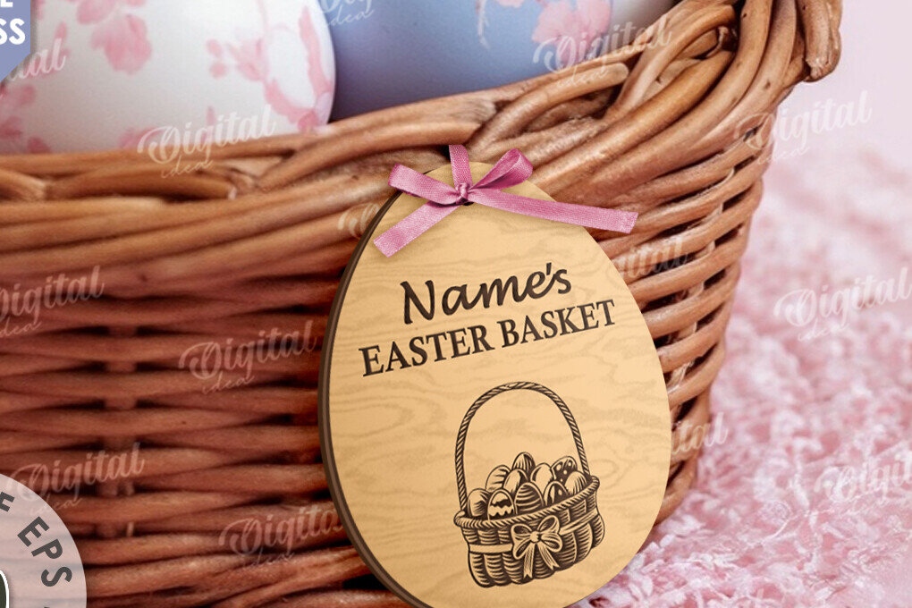 Intra απο ξύλο plywood 3mm-4mm πάχος – Προσωποποιημένο Ξύλινο Πασχαλινό Καλάθι Ετικέτα Δίασταση  20x20 cm INTRAFABR-115220674