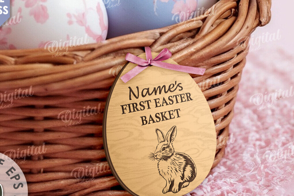 Intra απο ξύλο plywood 3mm-4mm πάχος – Προσωποποιημένο Ξύλινο Πασχαλινό Καλάθι Ετικέτα Δίασταση  20x20 cm INTRAFABR-115220706