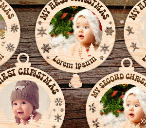 Intra απο ξύλο plywood 3mm-4mm πάχος – Εξατομικευμένο Baby First Christmas Δίασταση  20x20 cm INTRAFABR-104197160