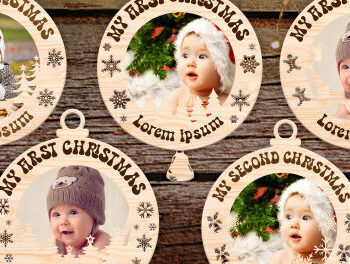 Intra απο ξύλο plywood 3mm-4mm πάχος – Εξατομικευμένο Baby First Christmas Δίασταση 20x20 cm INTRAFABR-104197160 - Image 1