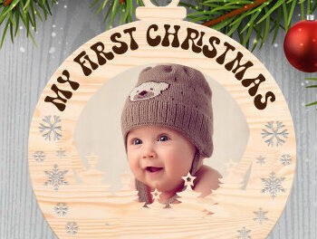 Intra απο ξύλο plywood 3mm-4mm πάχος – Εξατομικευμένο Baby First Christmas Δίασταση 20x20 cm INTRAFABR-104197160 - Image 5