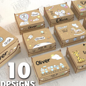 Intra απο ξύλο plywood 3mm-4mm πάχος – Εξατομικευμένη δέσμη Baby Memory Box |CNC Δίασταση  20x20 cm INTRAFABR-113934123