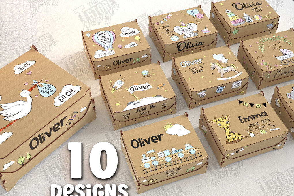 Intra απο ξύλο plywood 3mm-4mm πάχος – Εξατομικευμένη δέσμη Baby Memory Box |CNC Δίασταση  20x20 cm INTRAFABR-113934123