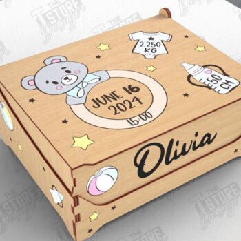 Intra απο ξύλο plywood 3mm-4mm πάχος – Εξατομικευμένη δέσμη Baby Memory Box |CNC Δίασταση 20x20 cm INTRAFABR-113934123 - Image 2