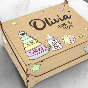 Intra απο ξύλο plywood 3mm-4mm πάχος – Εξατομικευμένη δέσμη Baby Memory Box |CNC Δίασταση 20x20 cm INTRAFABR-113934123 - Image 10