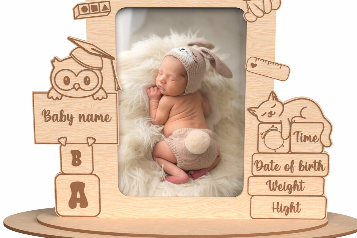Intra απο ξύλο plywood 3mm-4mm πάχος – Εξατομικευμένο Baby Memory Frame Δίασταση  45x45 cm INTRAFABR-116770670