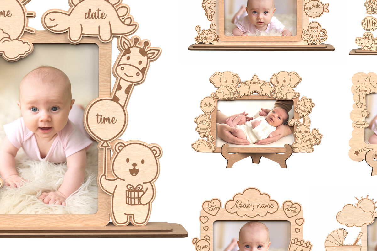 Intra απο ξύλο plywood 3mm-4mm πάχος – Εξατομικευμένη δέσμη κορνίζας μωρών Δίασταση  20x20 cm INTRAFABR-116659594