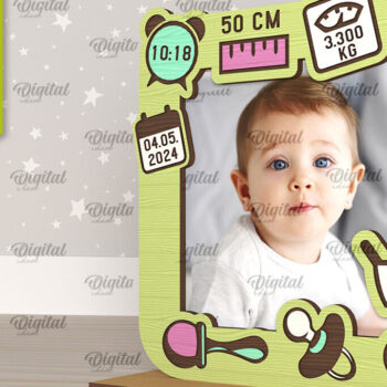 Intra απο ξύλο plywood 3mm-4mm πάχος – Εξατομικευμένη κορνίζα μωρών Δίασταση 20x20 cm INTRAFABR-98063282 - Image 1