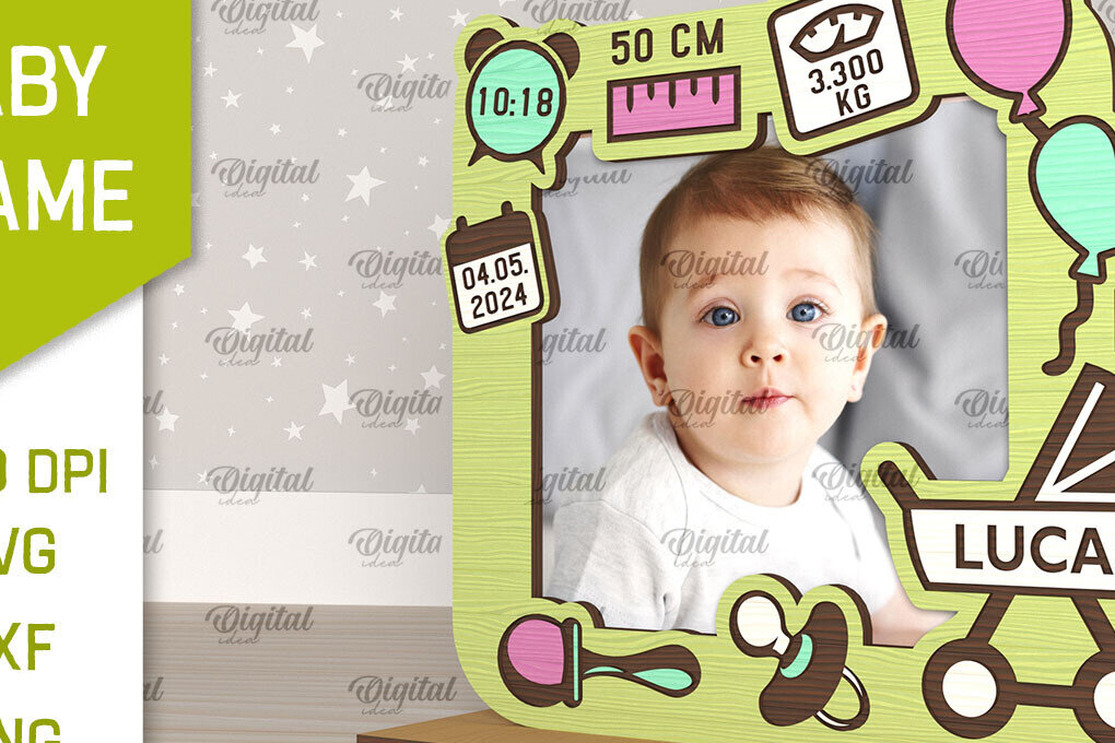 Intra απο ξύλο plywood 3mm-4mm πάχος – Εξατομικευμένη κορνίζα μωρών Δίασταση  20x20 cm INTRAFABR-98063282