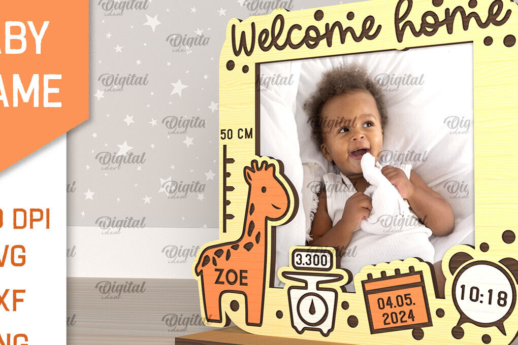 Intra απο ξύλο plywood 3mm-4mm πάχος – Εξατομικευμένη κορνίζα μωρών Δίασταση  20x20 cm INTRAFABR-98063558