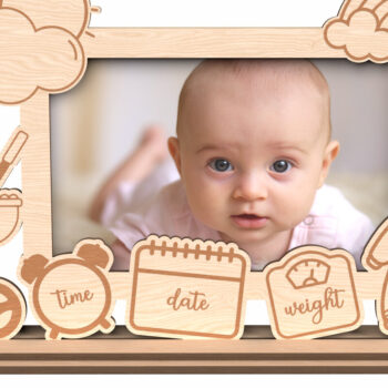 Intra απο ξύλο plywood 3mm-4mm πάχος – Εξατομικευμένη κορνίζα μωρών Δίασταση 20x20 cm INTRAFABR-116659395 - Image 1