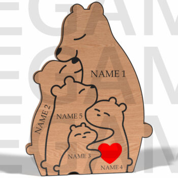 Intra απο ξύλο plywood 3mm-4mm πάχος – Προσωποποιημένο Bear Family Puzzle Δίασταση 20x20 cm INTRAFABR-121878420 - Image 2