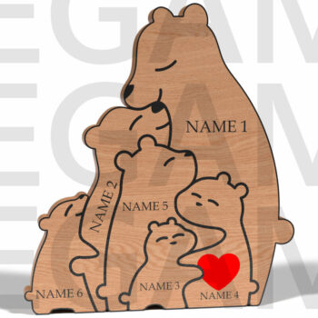 Intra απο ξύλο plywood 3mm-4mm πάχος – Προσωποποιημένο Bear Family Puzzle Δίασταση 20x20 cm INTRAFABR-121878420 - Image 3
