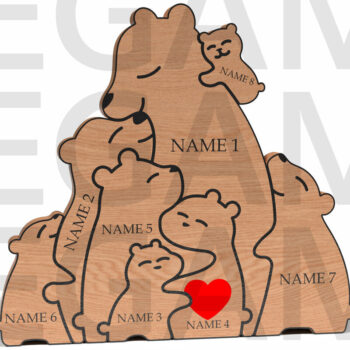 Intra απο ξύλο plywood 3mm-4mm πάχος – Προσωποποιημένο Bear Family Puzzle Δίασταση 20x20 cm INTRAFABR-121878420 - Image 5