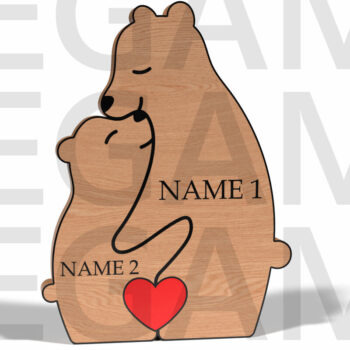 Intra απο ξύλο plywood 3mm-4mm πάχος – Προσωποποιημένο Bear Family Puzzle Δίασταση 20x20 cm INTRAFABR-121878420 - Image 6