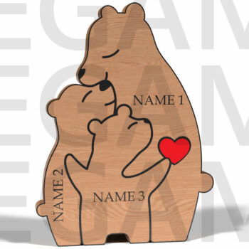 Intra απο ξύλο plywood 3mm-4mm πάχος – Προσωποποιημένο Bear Family Puzzle Δίασταση 20x20 cm INTRAFABR-121878420 - Image 7