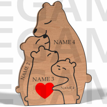 Intra απο ξύλο plywood 3mm-4mm πάχος – Προσωποποιημένο Bear Family Puzzle Δίασταση 20x20 cm INTRAFABR-121878420 - Image 8