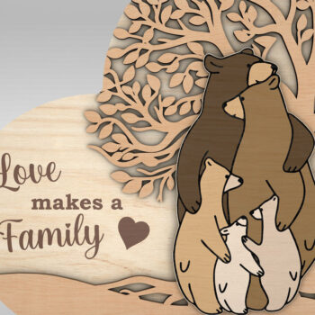 Intra απο ξύλο plywood 3mm-4mm πάχος – Εξατομικευμένο Bear Family Δίασταση  20x20 cm INTRAFABR-97778244 - Image 4