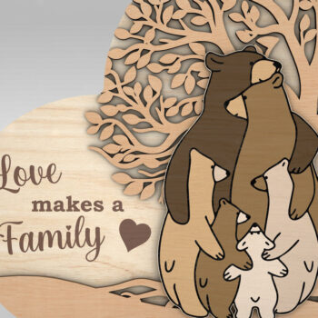Intra απο ξύλο plywood 3mm-4mm πάχος – Εξατομικευμένο Bear Family Δίασταση  20x20 cm INTRAFABR-97778244 - Image 5