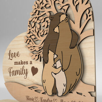 Intra απο ξύλο plywood 3mm-4mm πάχος – Εξατομικευμένο Bear Family Δίασταση  20x20 cm INTRAFABR-97778244 - Image 7