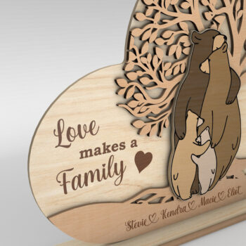 Intra απο ξύλο plywood 3mm-4mm πάχος – Εξατομικευμένο Bear Family Δίασταση  20x20 cm INTRAFABR-97778244 - Image 8