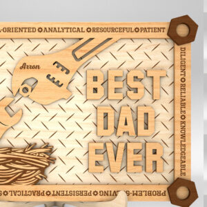 Intra απο ξύλο plywood 3mm-4mm πάχος – Εξατομικευμένη πινακίδα με το καλύτερο μπαμπά ποτέ Δίασταση  20x20 cm INTRAFABR-99992152