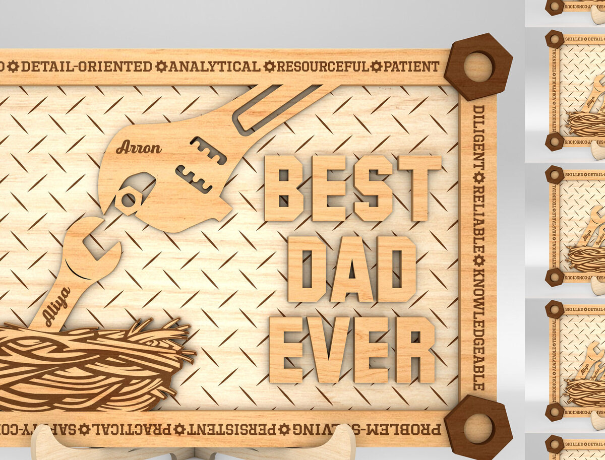 Intra απο ξύλο plywood 3mm-4mm πάχος – Εξατομικευμένη πινακίδα με το καλύτερο μπαμπά ποτέ Δίασταση  20x20 cm INTRAFABR-99992152