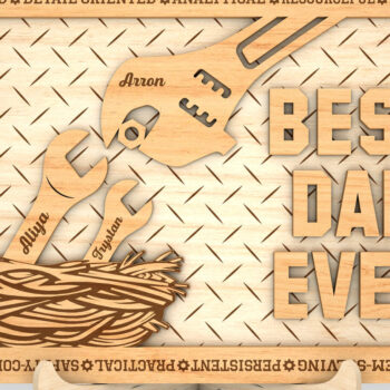 Intra απο ξύλο plywood 3mm-4mm πάχος – Εξατομικευμένη πινακίδα με το καλύτερο μπαμπά ποτέ Δίασταση 20x20 cm INTRAFABR-99992152 - Image 3