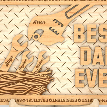 Intra απο ξύλο plywood 3mm-4mm πάχος – Εξατομικευμένη πινακίδα με το καλύτερο μπαμπά ποτέ Δίασταση 20x20 cm INTRAFABR-99992152 - Image 4