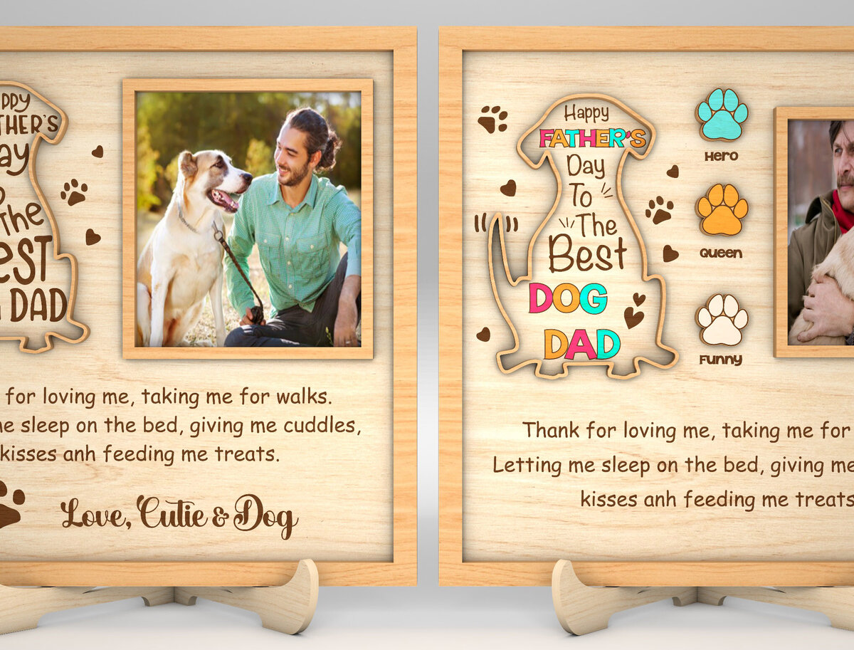 Intra απο ξύλο plywood 3mm-4mm πάχος – Εξατομικευμένο Best Dog Dad Sign Δίασταση  40x30 cm INTRAFABR-99992253