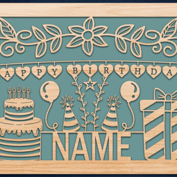 Intra απο ξύλο plywood 3mm-4mm πάχος – Εξατομικευμένη κοπή χαρτιού για κάρτα γενεθλίων Δίασταση 20x20 cm INTRAFABR-117777607 - Image 1