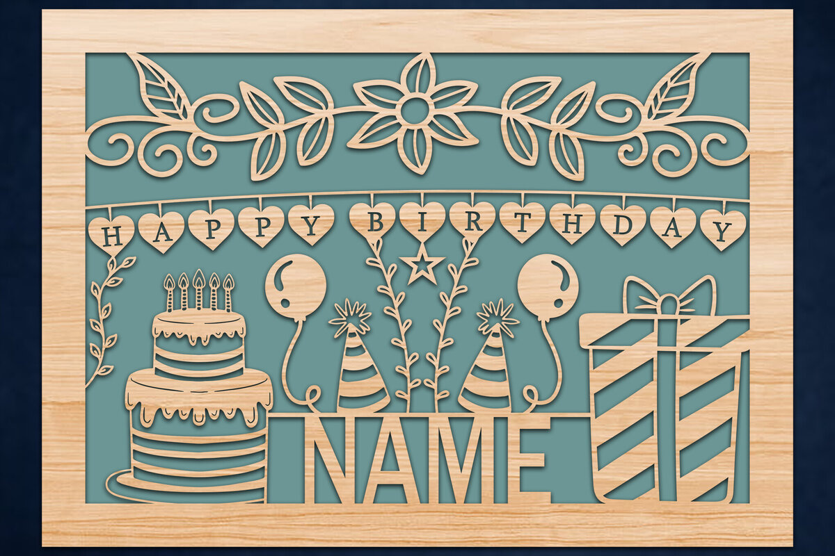 Intra απο ξύλο plywood 3mm-4mm πάχος – Εξατομικευμένη κοπή χαρτιού για κάρτα γενεθλίων Δίασταση  20x20 cm INTRAFABR-117777607