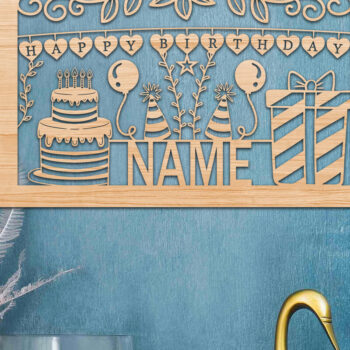 Intra απο ξύλο plywood 3mm-4mm πάχος – Εξατομικευμένη κοπή χαρτιού για κάρτα γενεθλίων Δίασταση 20x20 cm INTRAFABR-117777607 - Image 2