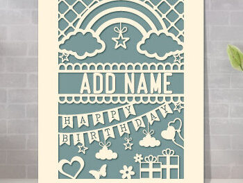 Intra απο ξύλο plywood 3mm-4mm πάχος – Εξατομικευμένο σετ κοπής χαρτιού για κάρτα γενεθλίων Δίασταση  20x20 cm INTRAFABR-97493577 - Image 2