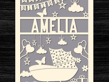 Intra απο ξύλο plywood 3mm-4mm πάχος – Εξατομικευμένο σετ κοπής χαρτιού για κάρτα γενεθλίων Δίασταση  20x20 cm INTRAFABR-97493577 - Image 4