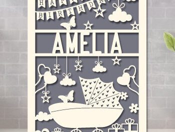 Intra απο ξύλο plywood 3mm-4mm πάχος – Εξατομικευμένο σετ κοπής χαρτιού για κάρτα γενεθλίων Δίασταση  20x20 cm INTRAFABR-97493577 - Image 6