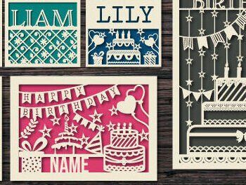 Intra απο ξύλο plywood 3mm-4mm πάχος – Εξατομικευμένο σετ κοπής χαρτιού για κάρτα γενεθλίων Δίασταση 20x20 cm INTRAFABR-74832239 - Image 1