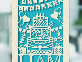 Intra απο ξύλο plywood 3mm-4mm πάχος – Εξατομικευμένο σετ κοπής χαρτιού για κάρτα γενεθλίων Δίασταση 20x20 cm INTRAFABR-74832239 - Image 3