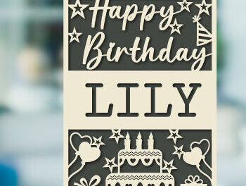 Intra απο ξύλο plywood 3mm-4mm πάχος – Εξατομικευμένο σετ κοπής χαρτιού για κάρτα γενεθλίων Δίασταση 20x20 cm INTRAFABR-74832239 - Image 4