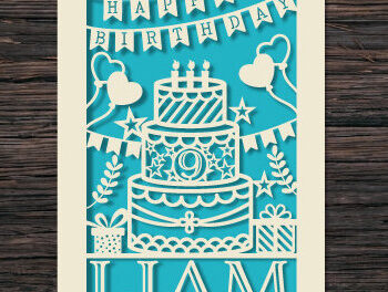 Intra απο ξύλο plywood 3mm-4mm πάχος – Εξατομικευμένο σετ κοπής χαρτιού για κάρτα γενεθλίων Δίασταση 20x20 cm INTRAFABR-74832239 - Image 5