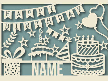 Intra απο ξύλο plywood 3mm-4mm πάχος – Εξατομικευμένο σετ κοπής χαρτιού για κάρτα γενεθλίων Δίασταση 20x20 cm INTRAFABR-74832239 - Image 9