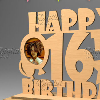 Intra απο ξύλο plywood 3mm-4mm πάχος – Εξατομικευμένη πινακίδα γενεθλίων. Κορνίζα φωτογραφιών Δίασταση 20x20 cm INTRAFABR-83160804 - Image 1